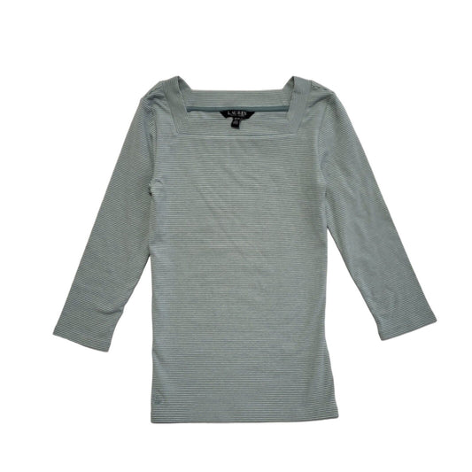 Ralph Lauren Y2K Green & White Striped 3/4 Sleeve T-Shirt Womens UK XS
