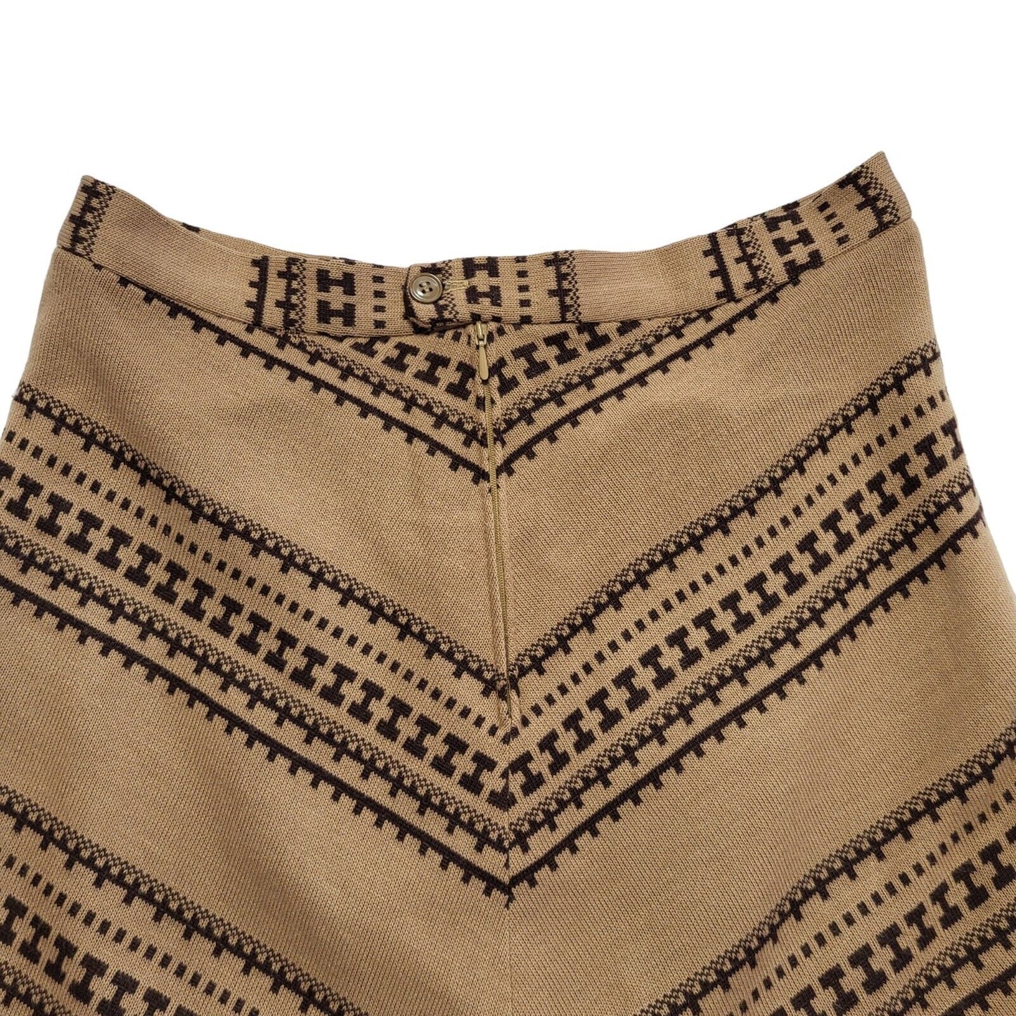 Vintage 90's Brown A-Line Midi Skirt Womens UK Size 14 W32