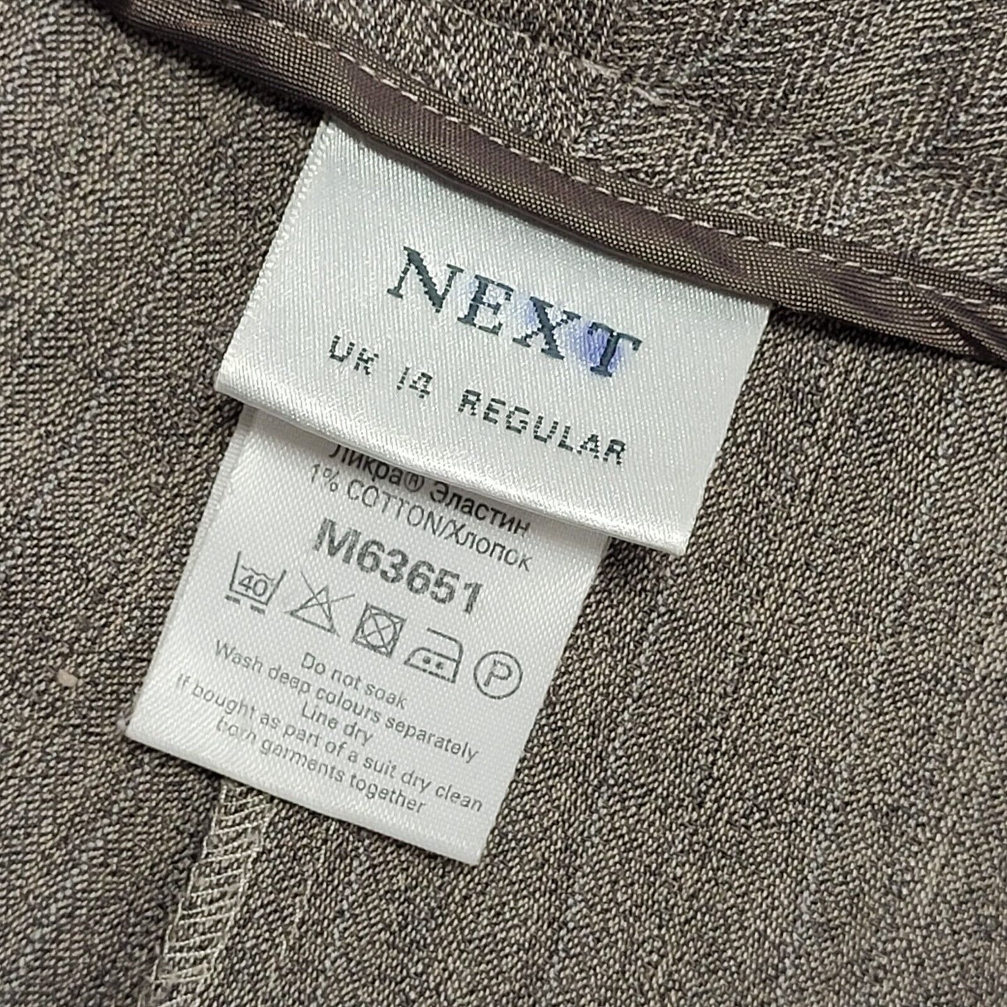 Next 90s Beige Wide Leg Dress Trousers Uk Women's 14 W32 L28
