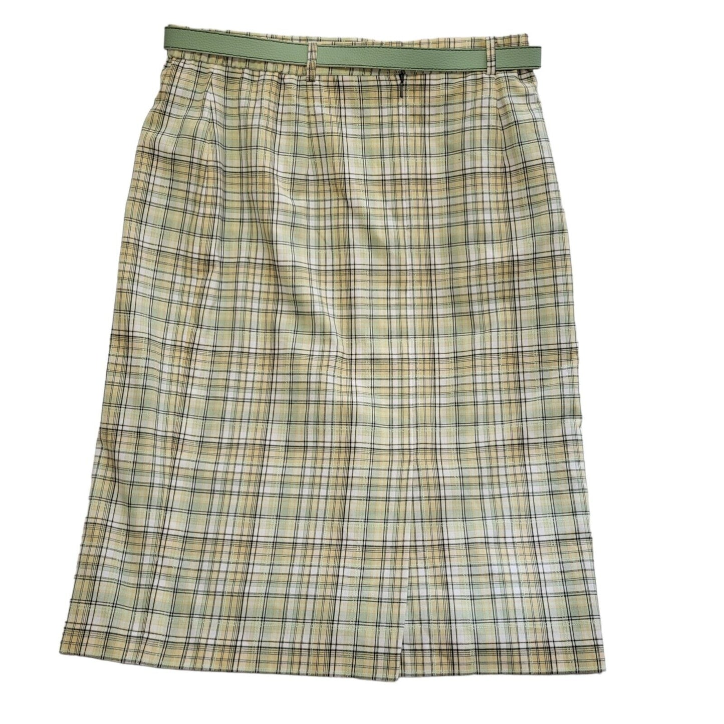 Straven Vintage 80's Green Checked Midi Skirt Womens UK Size 14 W32