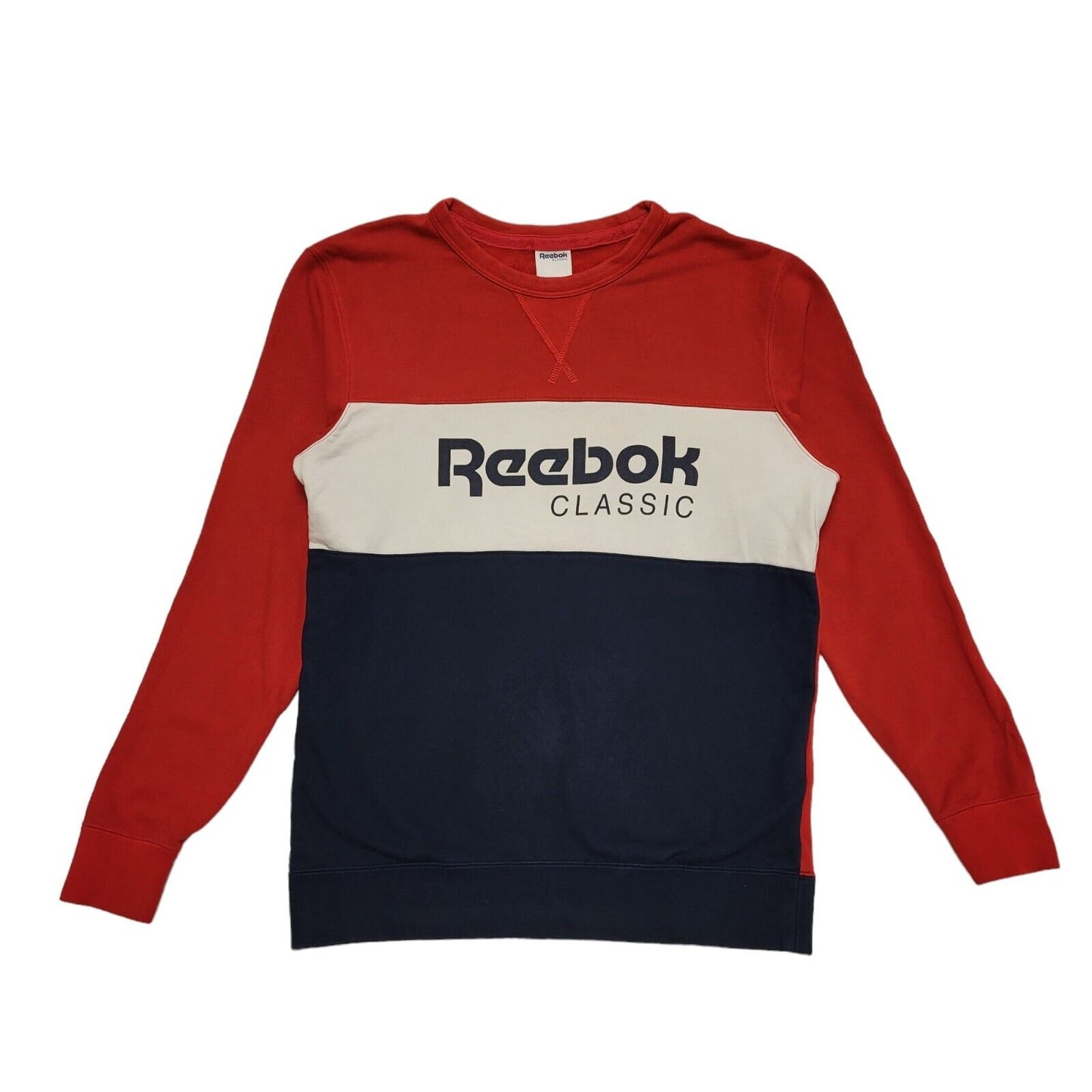 Reebok Classic Red Blue White Y2k Sweatshirt Uk Men's Size Medium