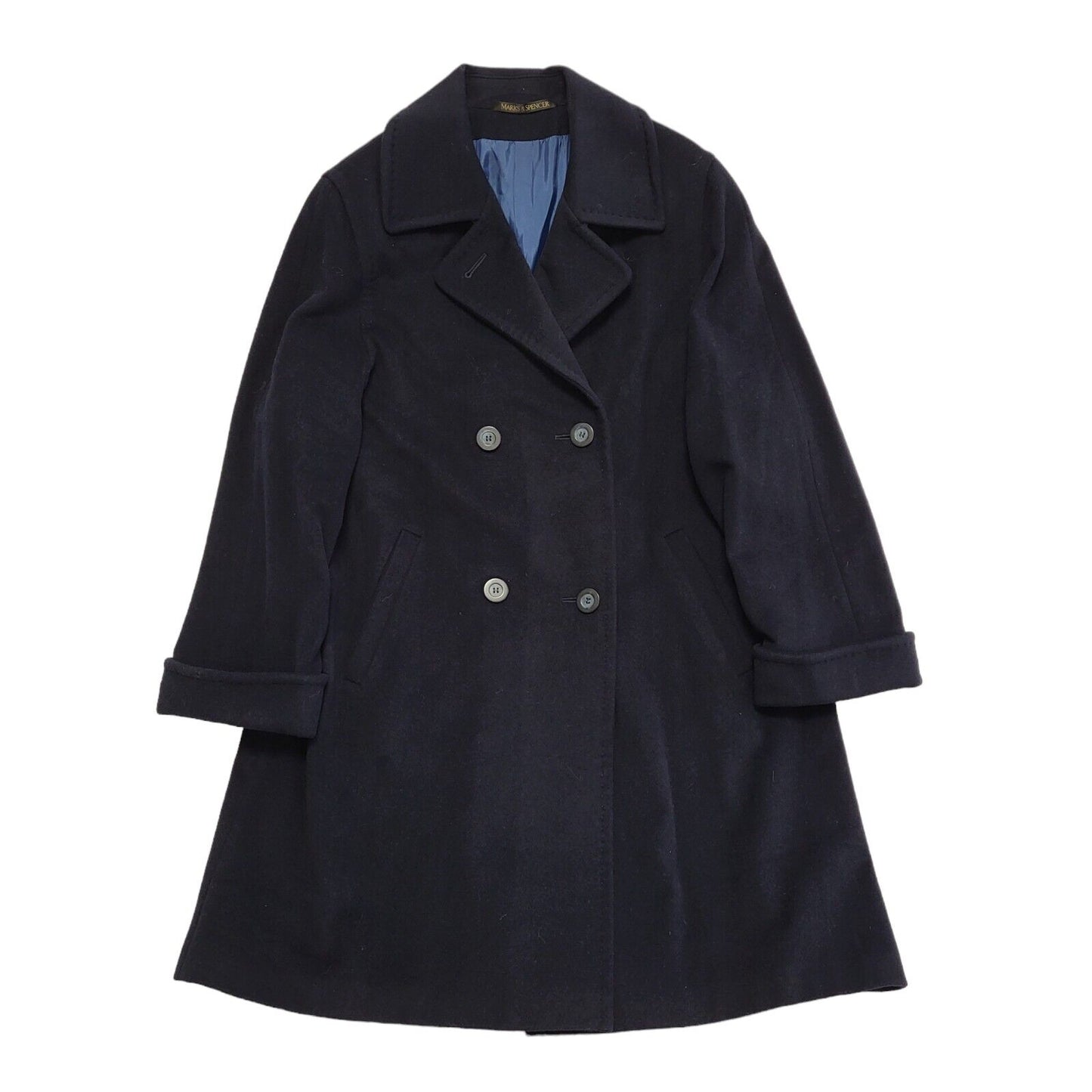 Marks & Spencer Vintage 90s Blue Button Rain Coat Women's Size 16