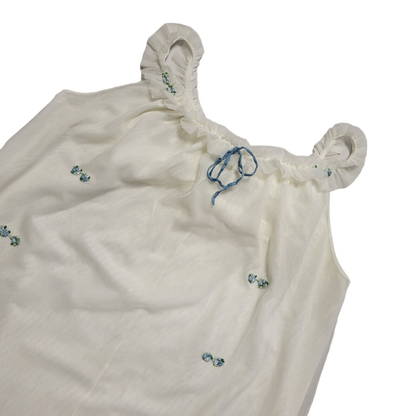 Vintage 60s White Sleeveless Night Dress Women's Size 14