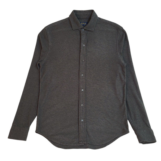Polo Ralph Lauren Y2k Grey Long Sleeve Shirt Uk Men's Size Small