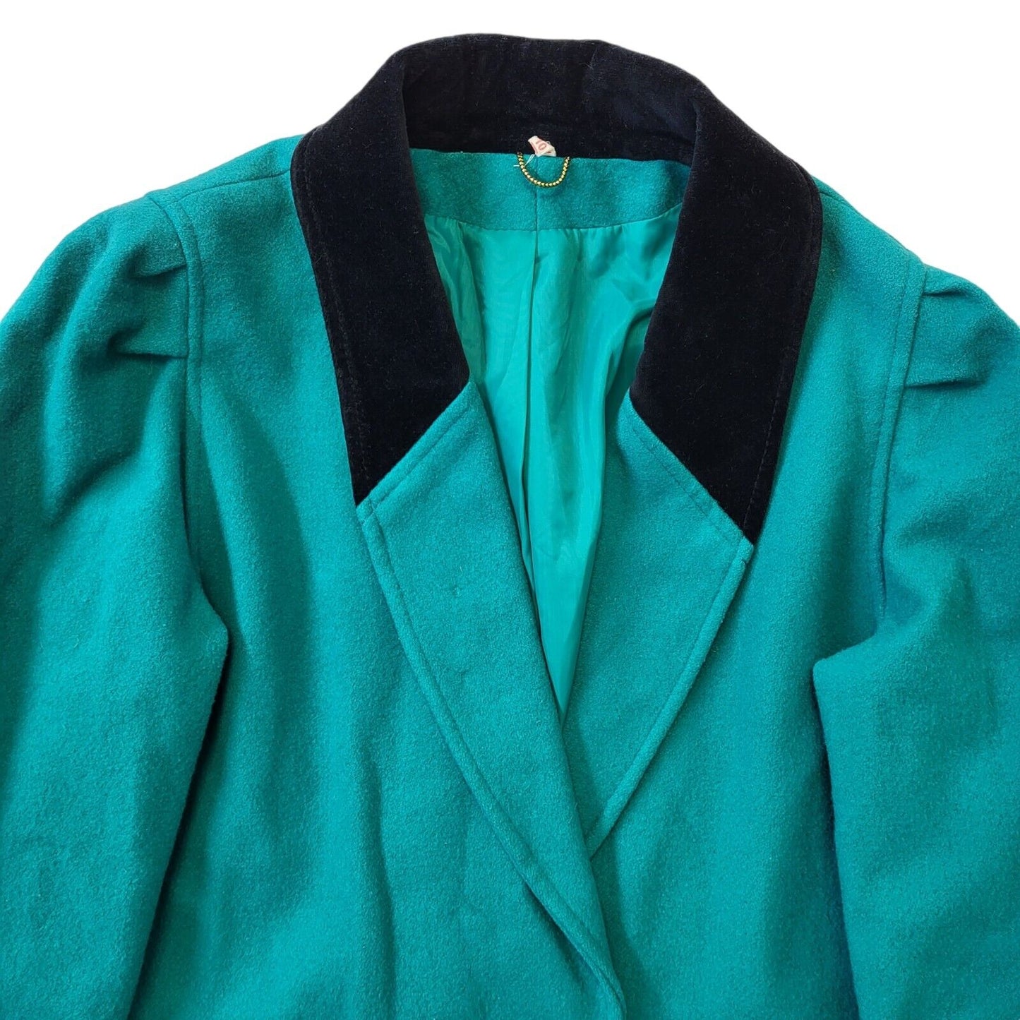 80s Vintage Green Double Breasted Coat Women Size 10 EU 38