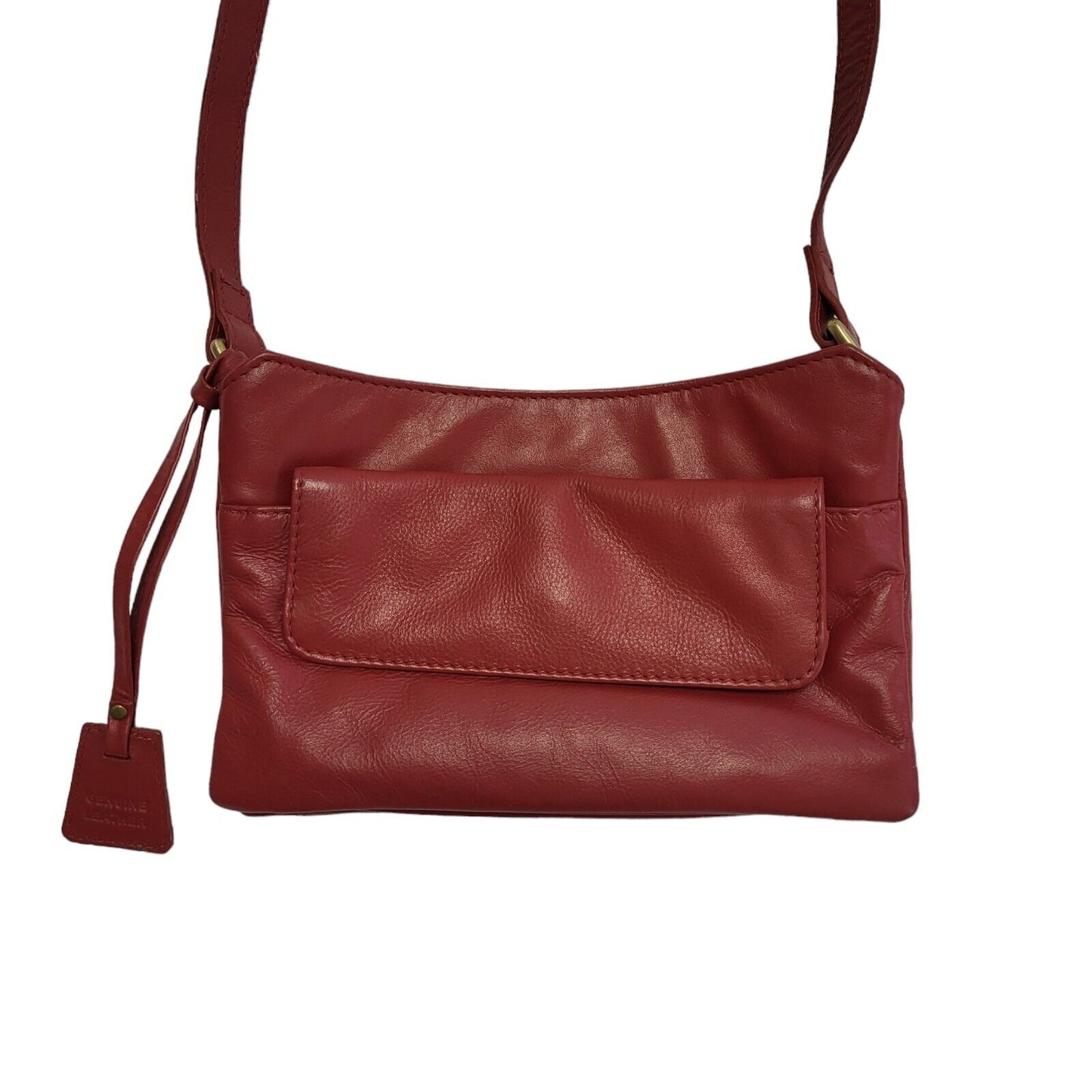 Genuine Leather Dark Pink Leather Cross Body Shoulder Bag Uk Size 9" x 5.5"