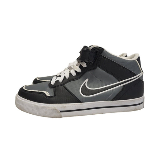 Nike Black Grey Mid Top Leather Casual Trainers Uk Kid's Size 5.5