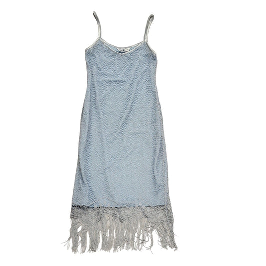 New Look Vintage 80's Blue Strap Body Con Tassle Dress Womens UK 12
