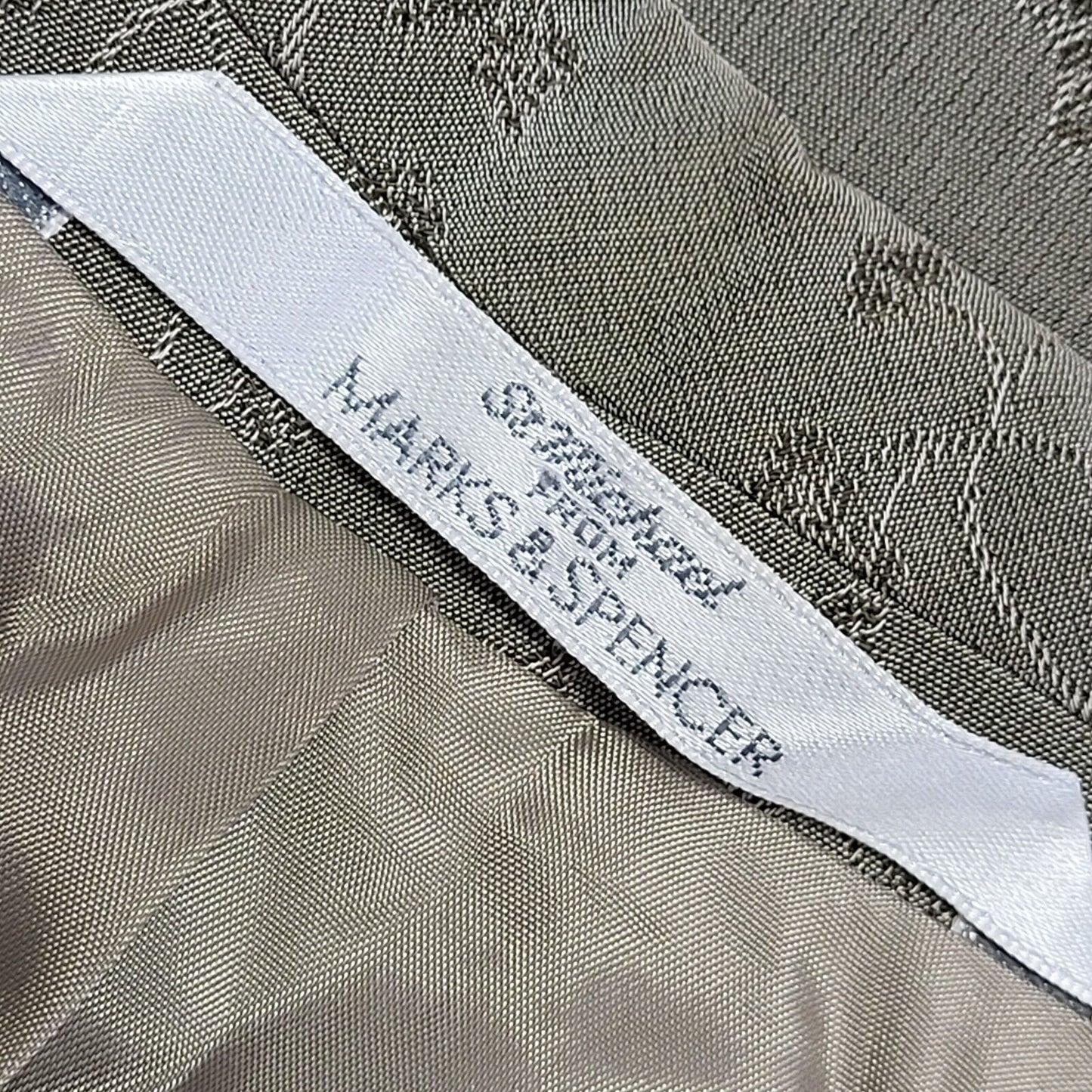 Marks & Spencer Vintage 80s Green Vine Pattern Over Coat Uk 16