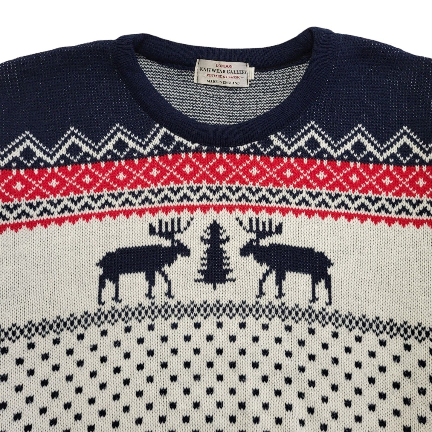 London Knitwear Vintage 90's Blue,White & Red Christmas Jumper Mens UK XL