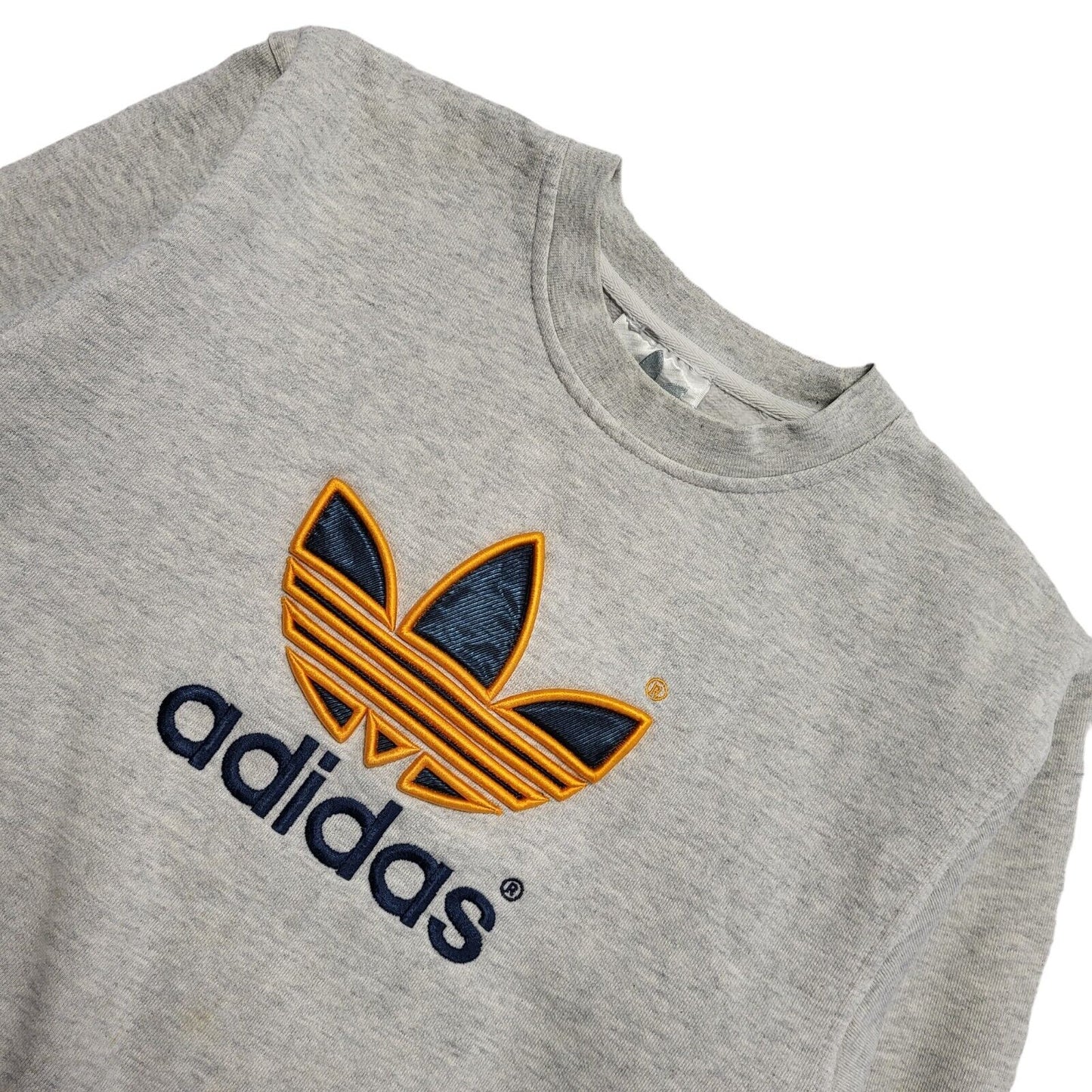 Adidas 90s Spell Out Grey Crew Neck Sweatshirt Uk Kids Age 11-12 Years