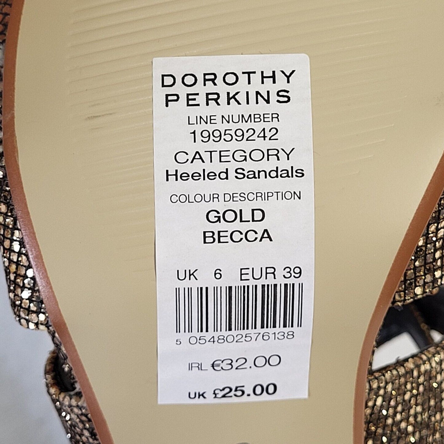 Dorothy Perkins Becca Gold Buckle Heel Shoes Uk Women's Size 6