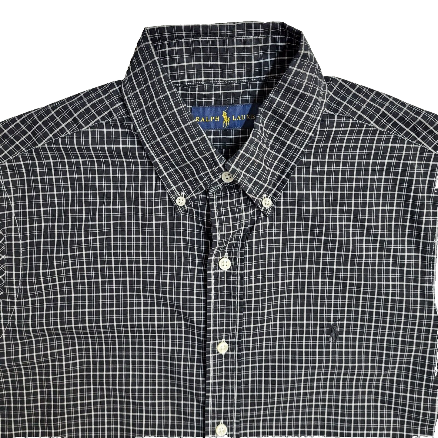 Ralph Lauren Black & white Checked Vintage 90's Long Sleeve Shirt UK Men's M