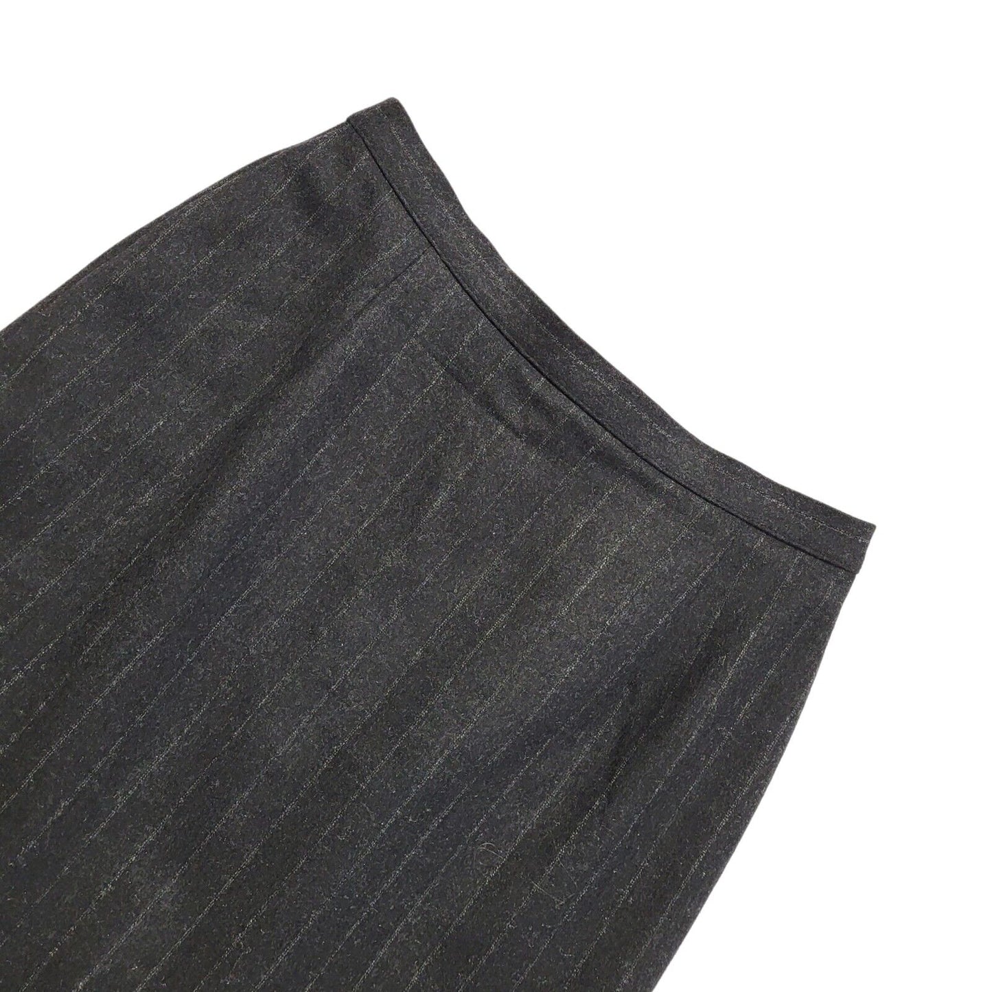 M&S Vintage 90's Grey Striped Pencil Wool Skirt Uk Women's Size 12 W30
