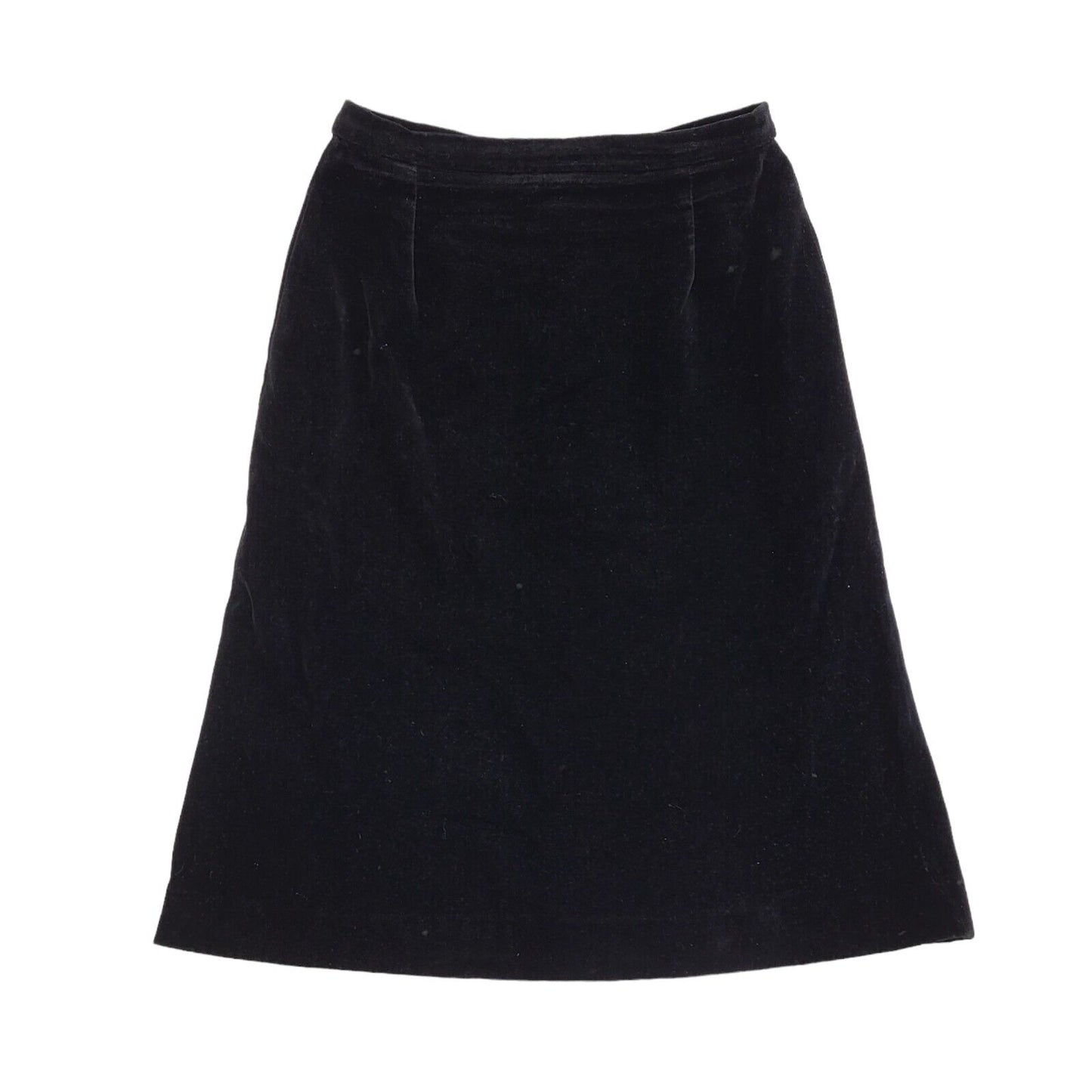 Vintage 80's Black Velour Midi Skirt Womens UK Size 14 W30