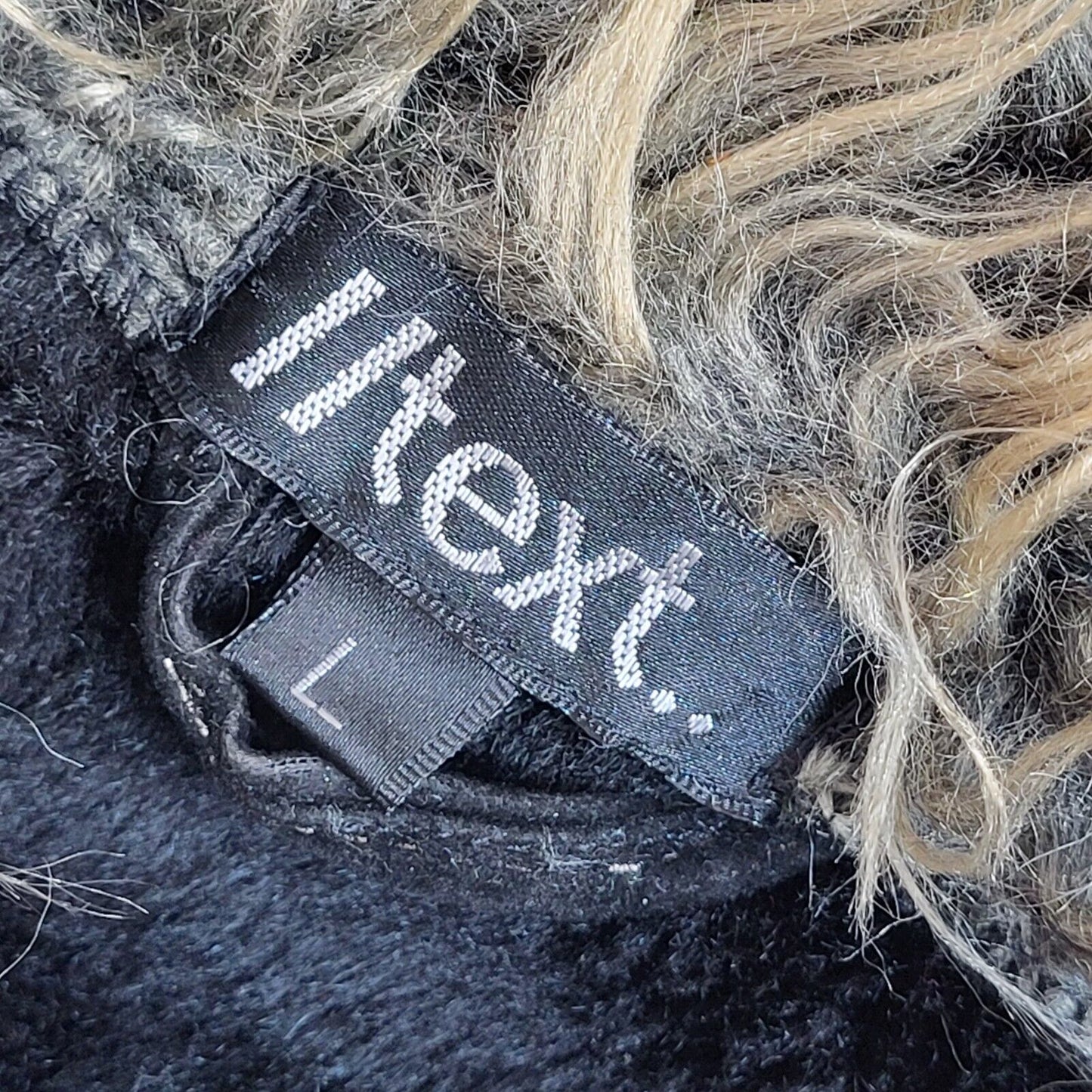 Text Black 90s Vintage Faux Fur Coat Uk Women's Size Large