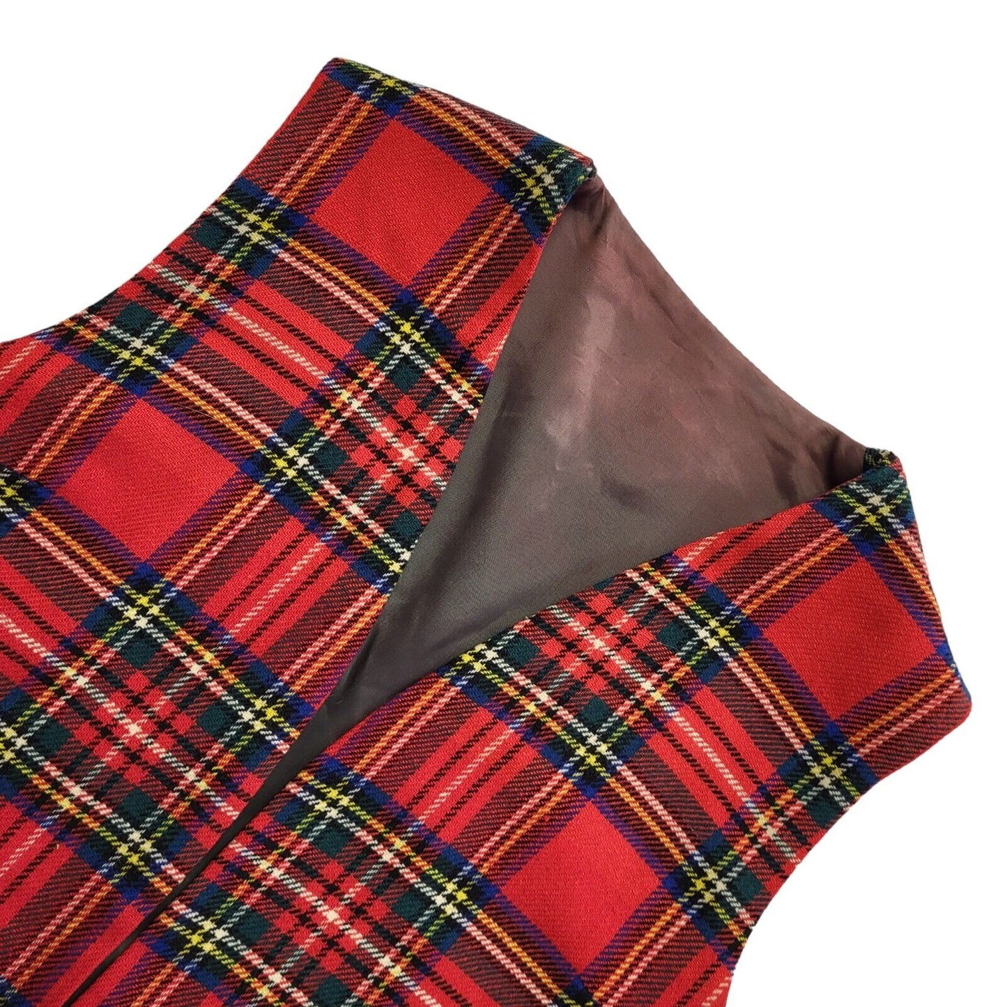 Laird Portch Red Tartan Open Front Waistcoat Uk Women's Size 10