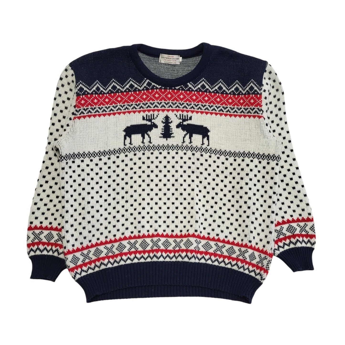 London Knitwear Vintage 90's Blue,White & Red Christmas Jumper Mens UK XL