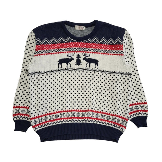 London Knitwear Vintage 90's Blue,White & Red Christmas Jumper Mens UK XL