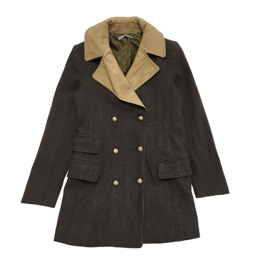 Magnifico Brown 80s Vintage Wool Button Jacket Uk Women's Size Small