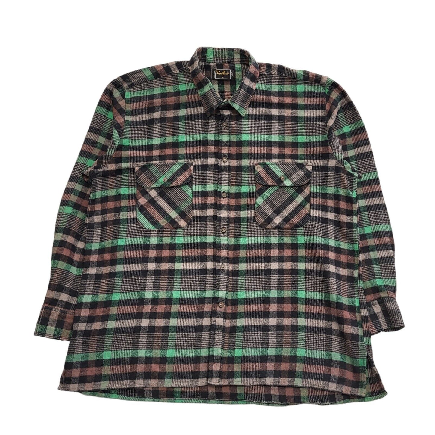 Shirt Master 90's Black & Green Check Long Sleeve Flannel Shirt Uk Men's UK XL
