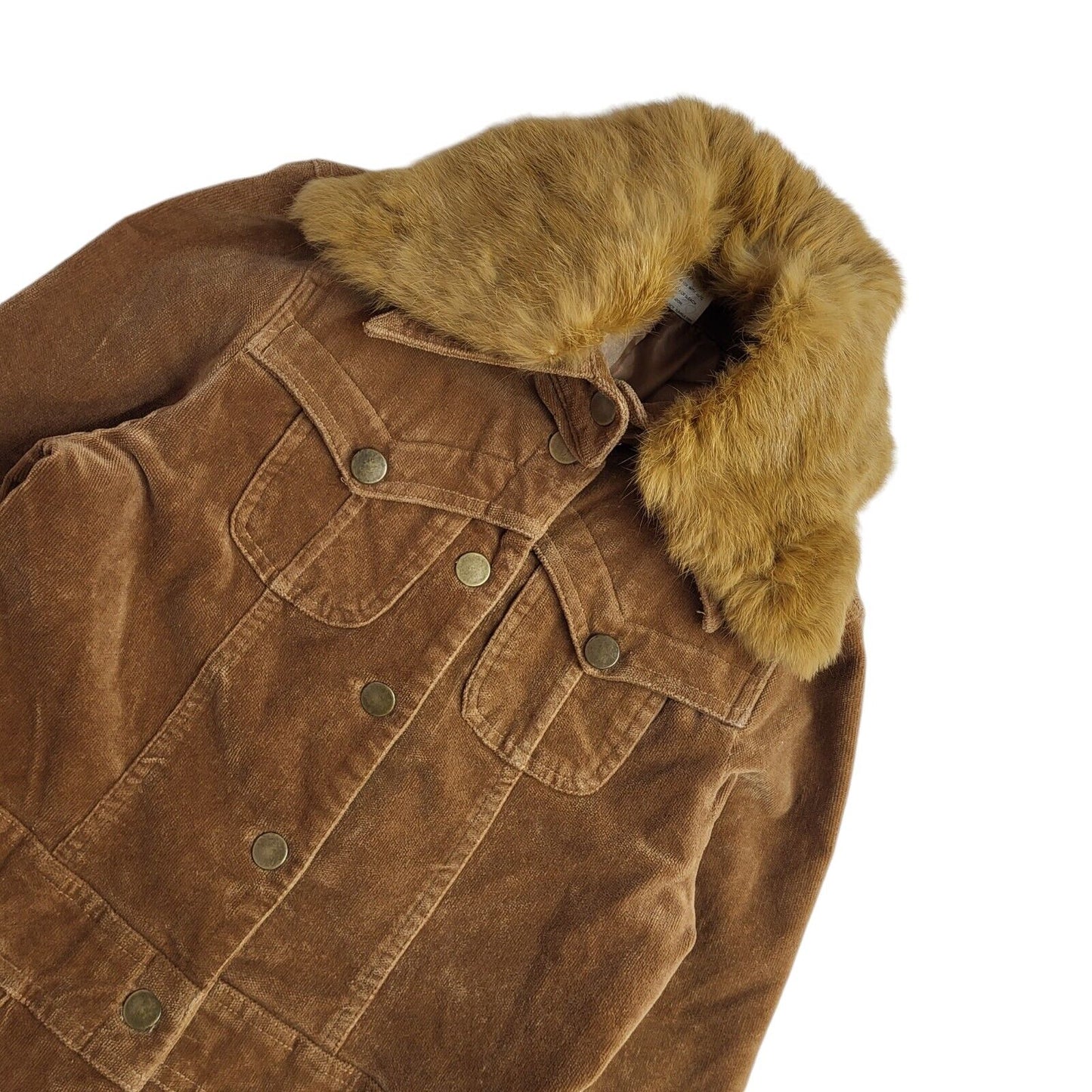 Red Cherry Brown 80s Buttons Corduroy Coat Uk Girl's Size 11 Years