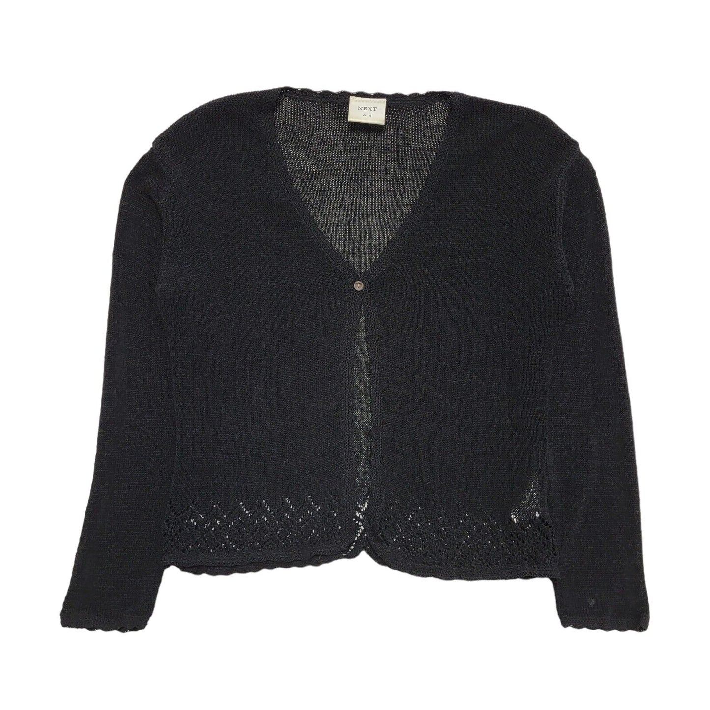 Next Vintage 90's Black Button Front Long Sleeve Cardigan Womens UK 10