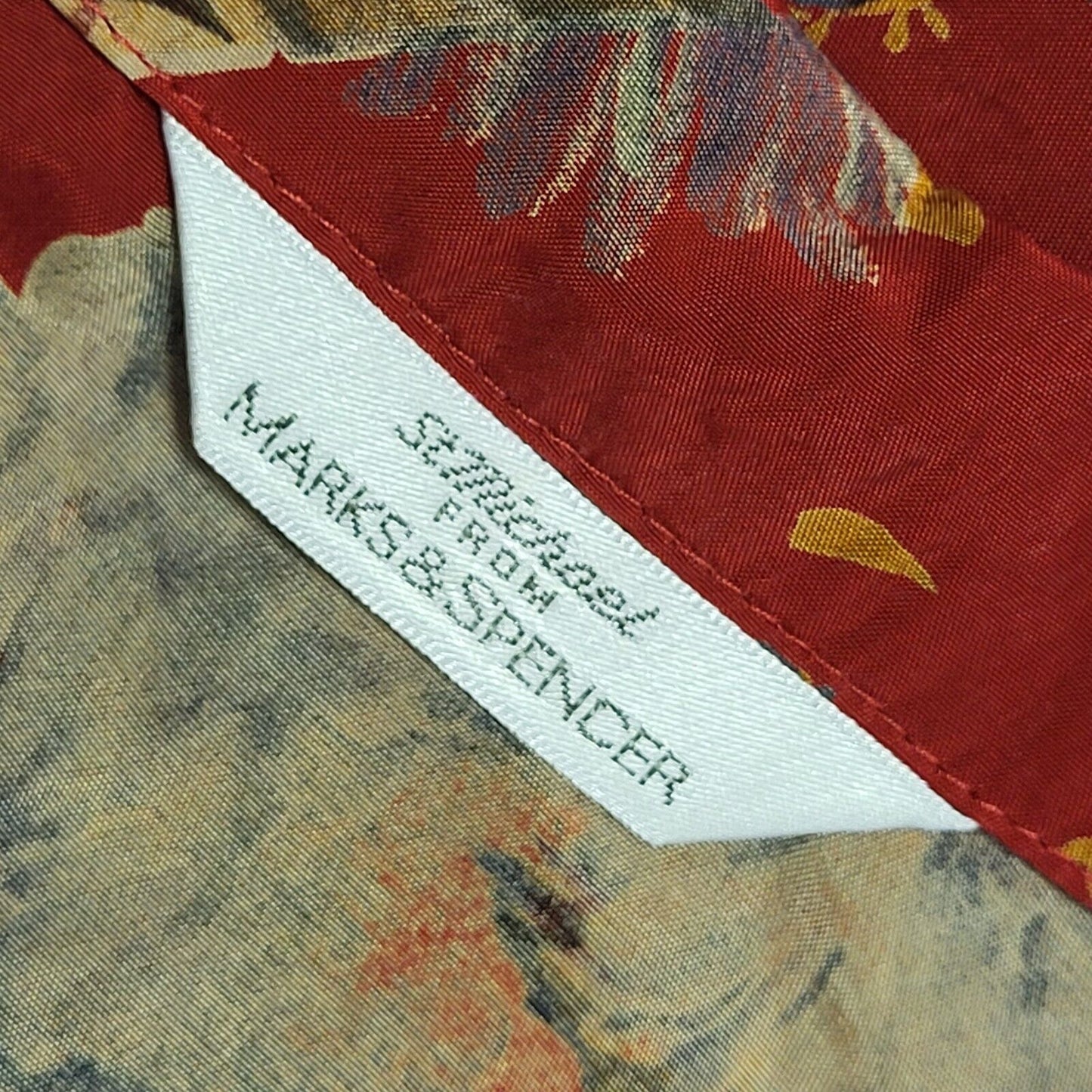 Marks And Spencer Vintage 80's Red & Brown Floral Shirt Womens UK 14