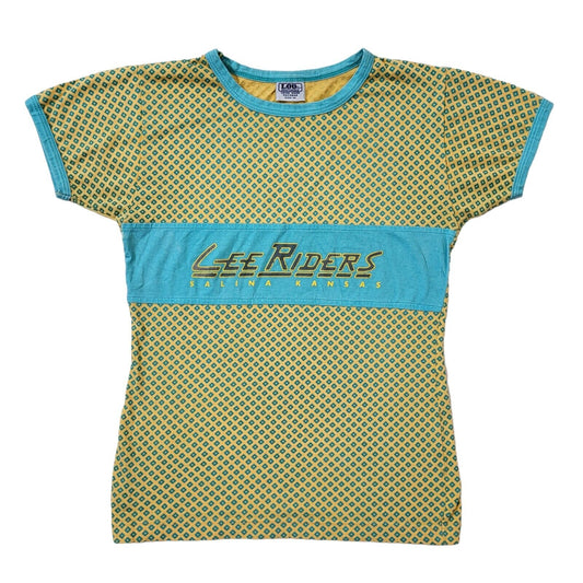 Lee Riders 90s Vintage Yellow & Blue Short Sleeve T-Shirt Women's Size Medium