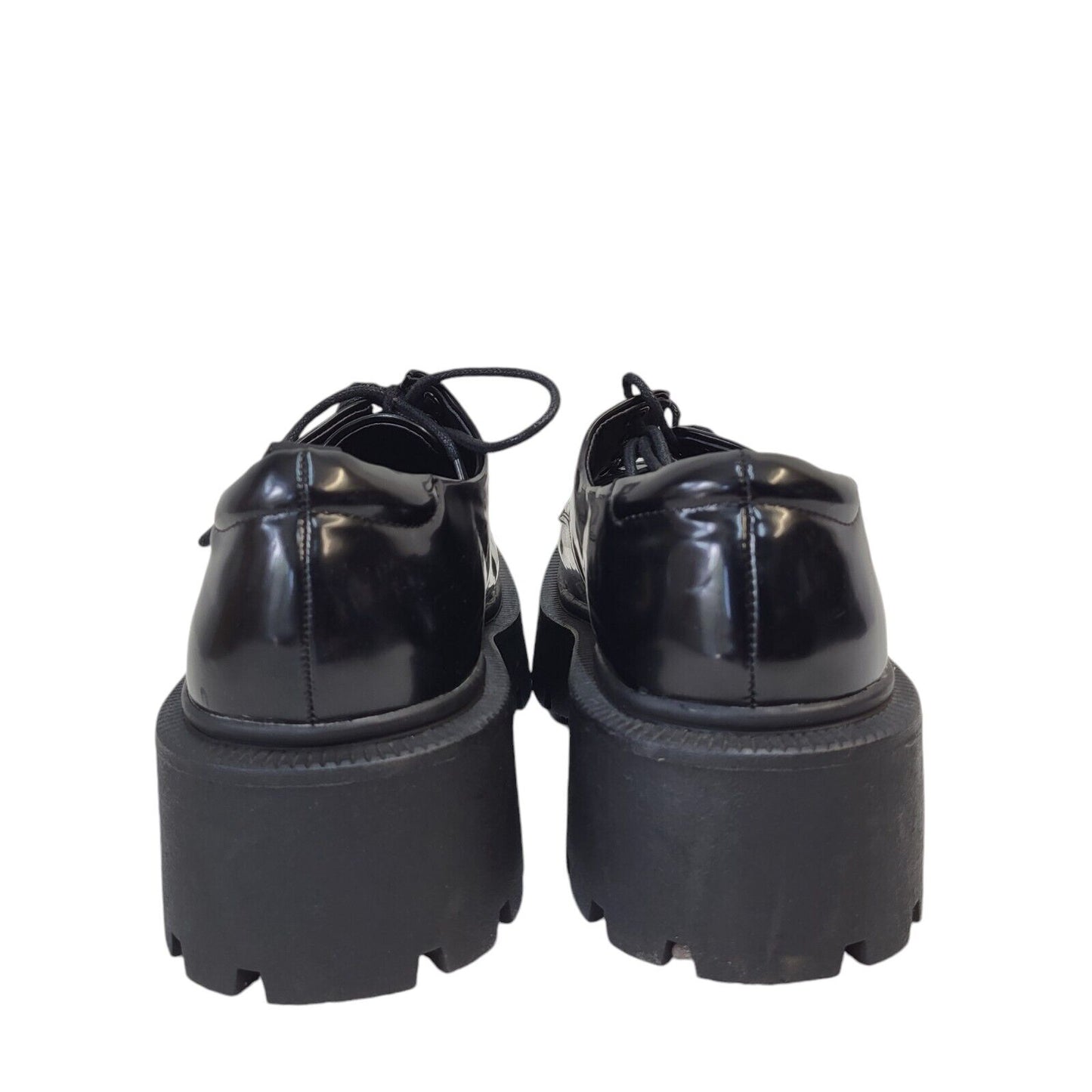Truffle Black Lace-up Faux Leather Dress Shoes Uk Women's Size 5