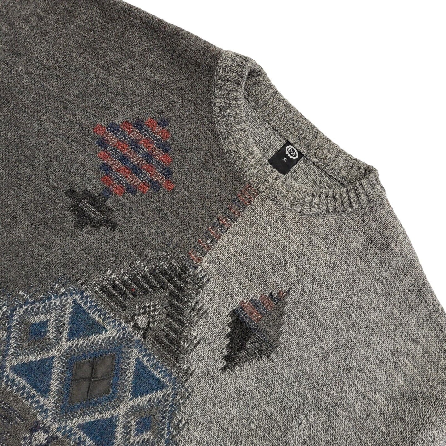 C&A Vintage 80's Grey Geometric Jumper Uk Men's Size XL