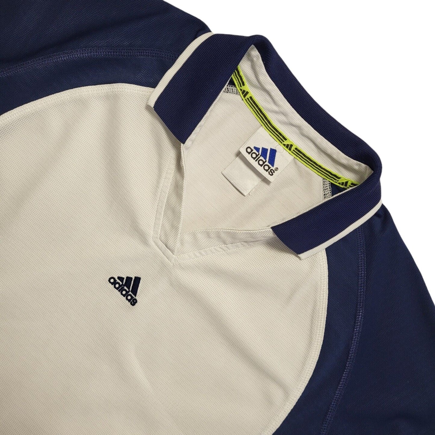 Adidas Vintage 90s White & Blue Collared Polo Shirt Uk Women's Size 14