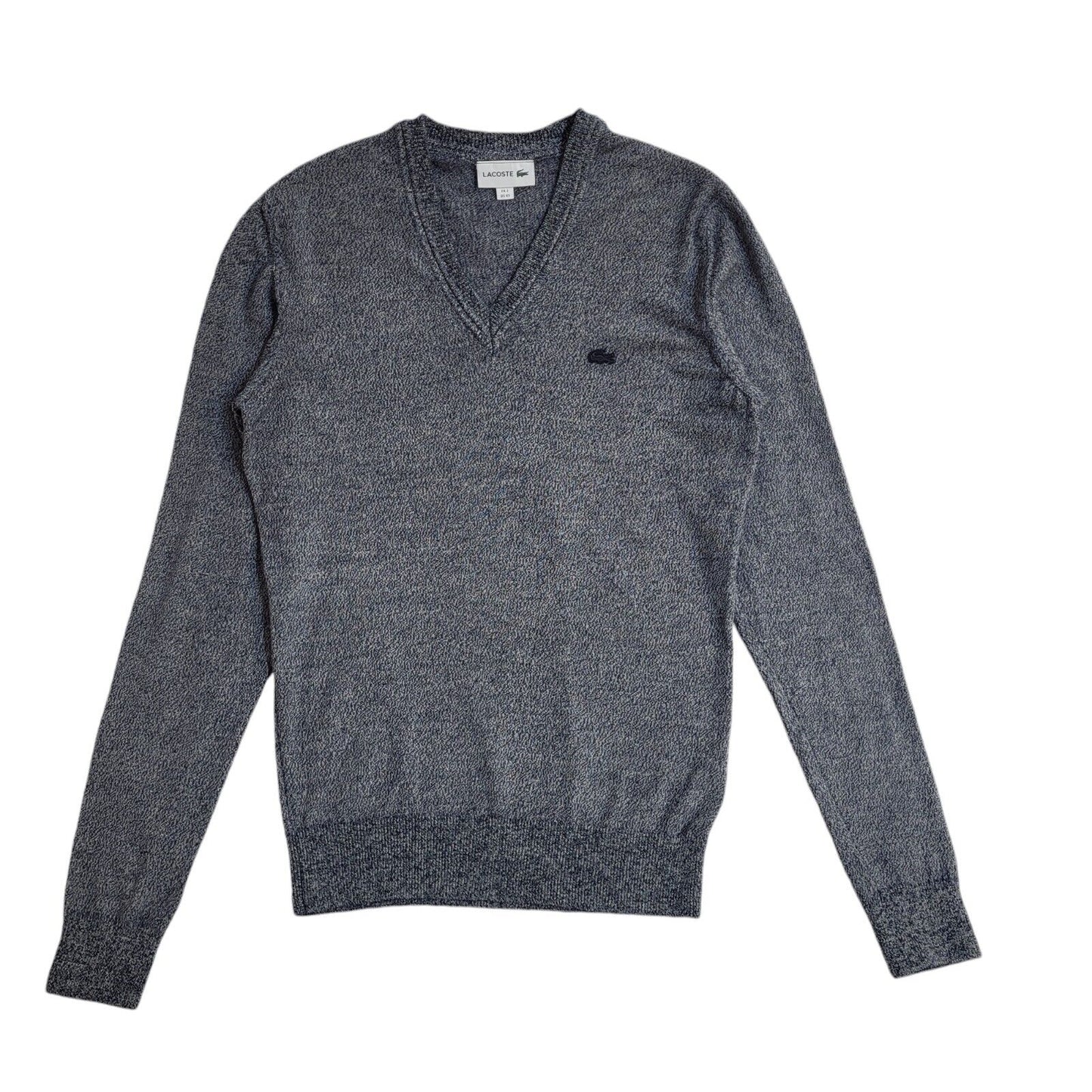 Lacoste Vintage 90's Grey V-Neck Jumper UK Men's Size Small