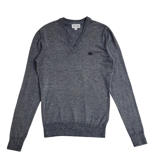 Lacoste Vintage 90's Grey V-Neck Jumper UK Men's Size Small