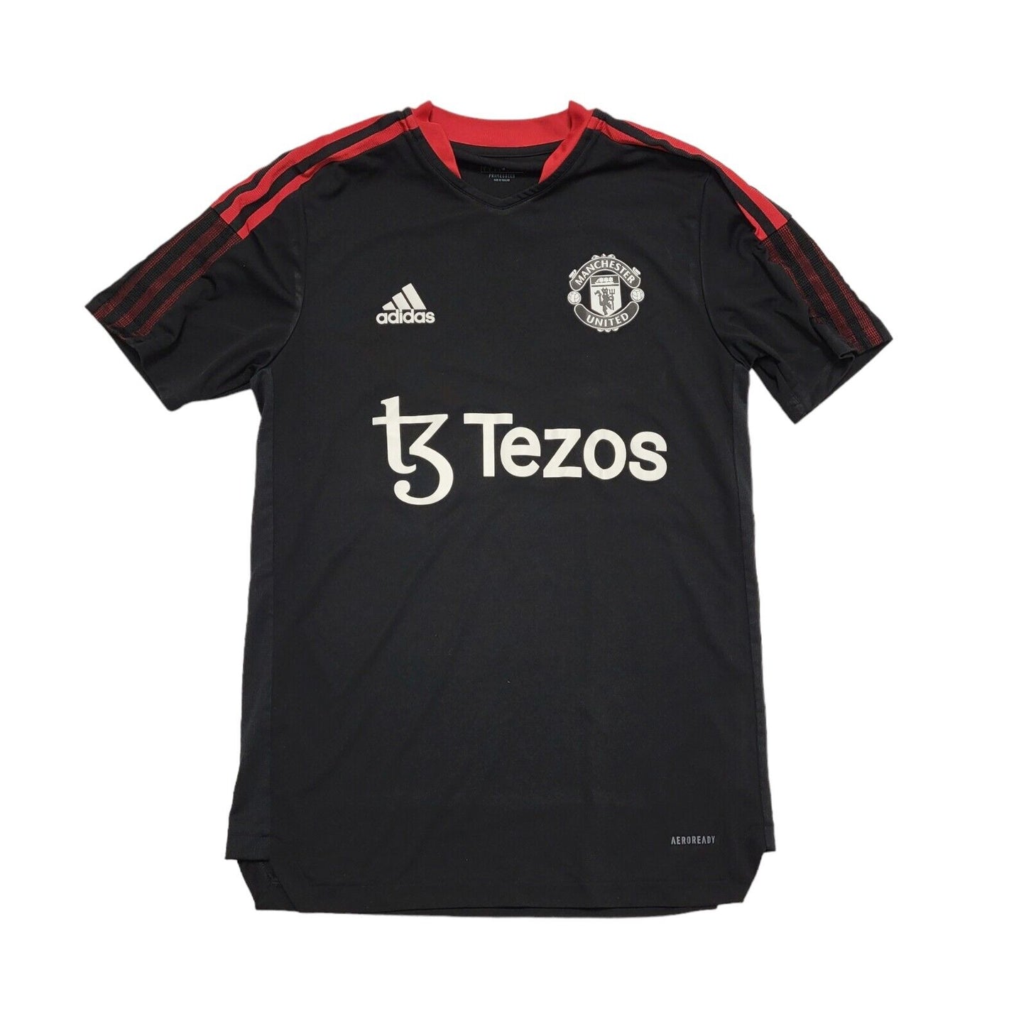 Adidas Manchester Utd Training 2022-23 Black V-Neck T-Shirt Uk Men's Size Small