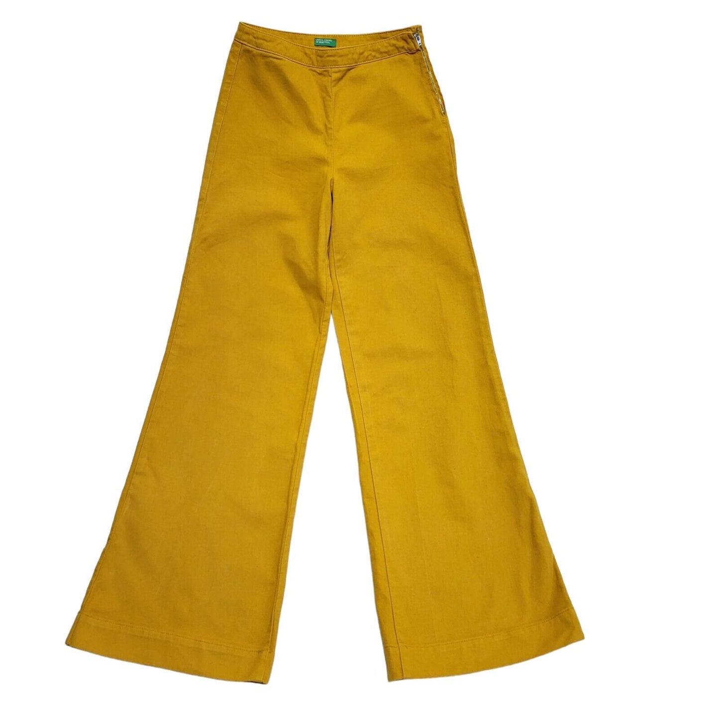 United Colors Of Benetton 80's Yellow Wide Leg Jeans Womens UK 6 W24 L33