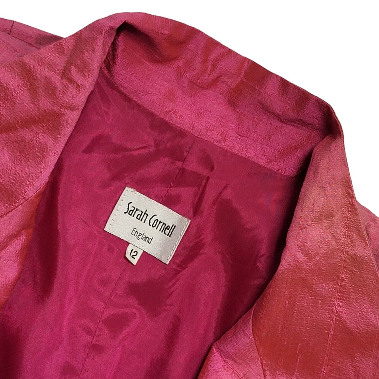 Sarah Cornell Pink Button Formal Longline Jacket UK Women's Size 12