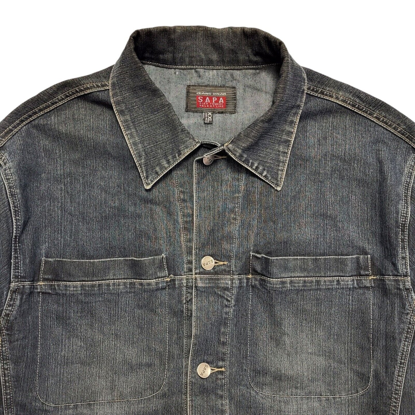 Sapa Dark Blue Button Denim Jacket Uk Men's Size 2XL