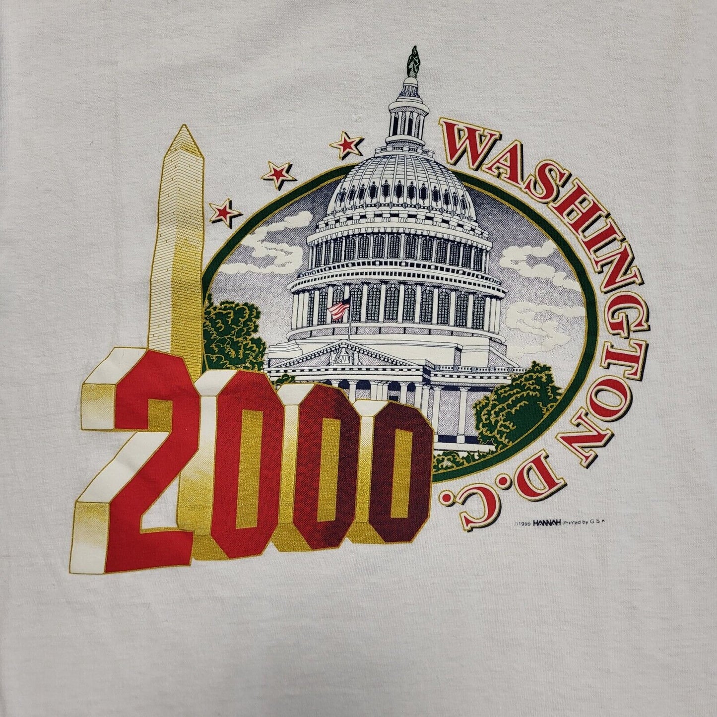 USA Orient Vintage Y2K White Washington DC 2000 Single Stitch T-Shirt Womens M