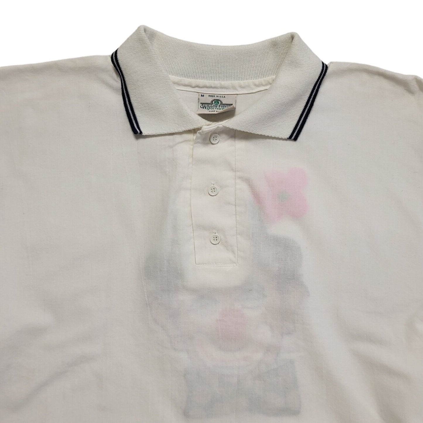 Willow Pointe Vintage 90's White 1/4 Button Clown Sweatshirt Mens UK Size M