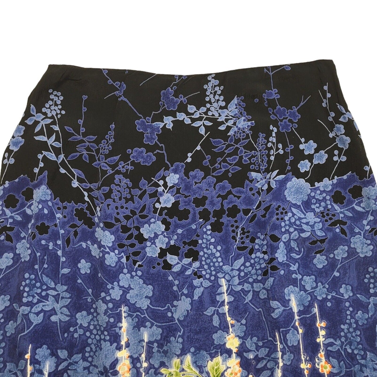 Monsoon Y2K Blue Floral Knee Length Pencil Viscose Skirt Women's Uk 12