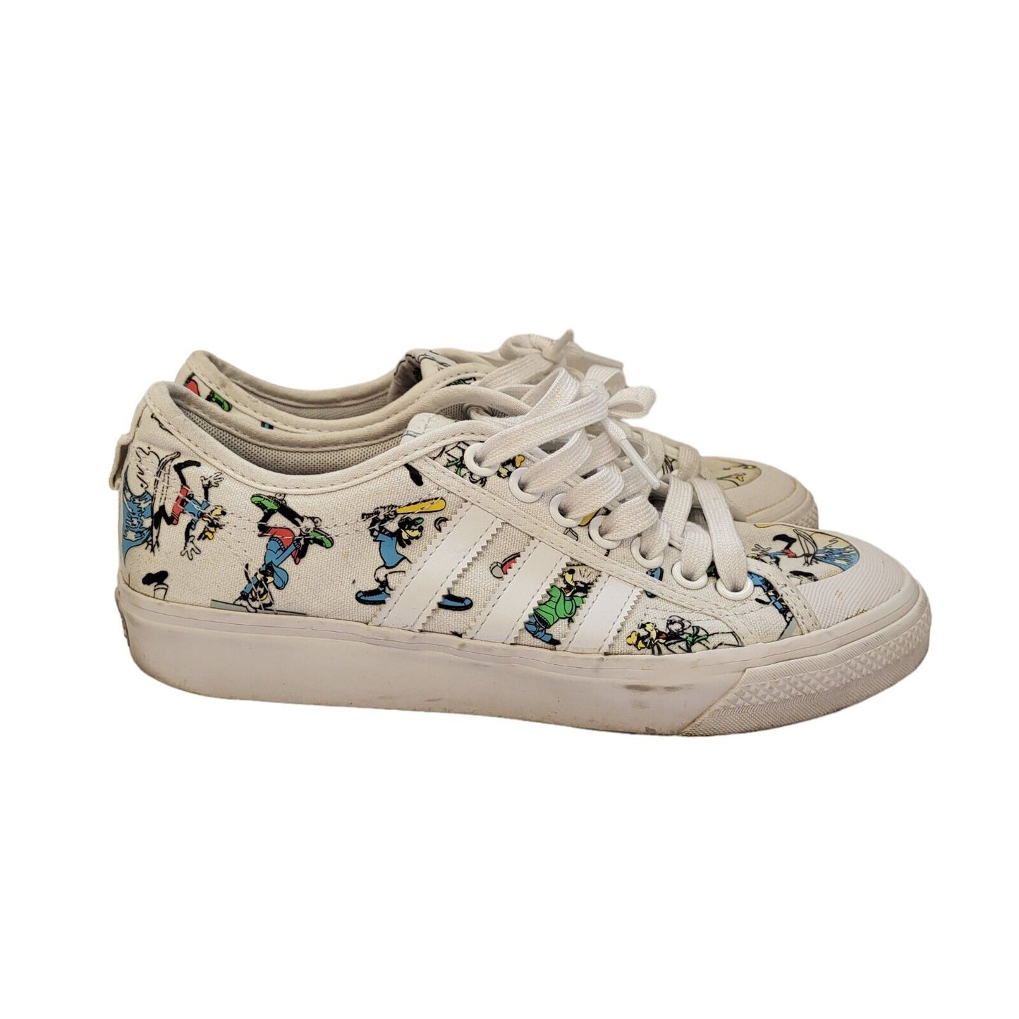 Adidas White Disney Goofy Lace-up Sports Casual Trainers Uk Women's Size 7.5