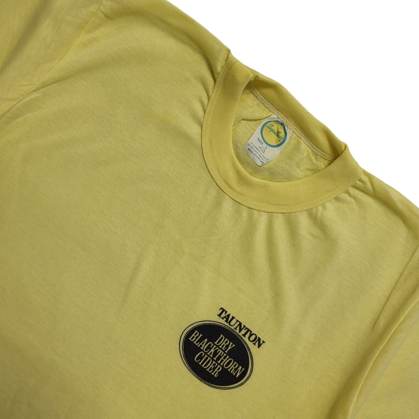 Supertees Vintage 80's Yellow Taunton Single Stitch T-Shirt Mens UK Size L