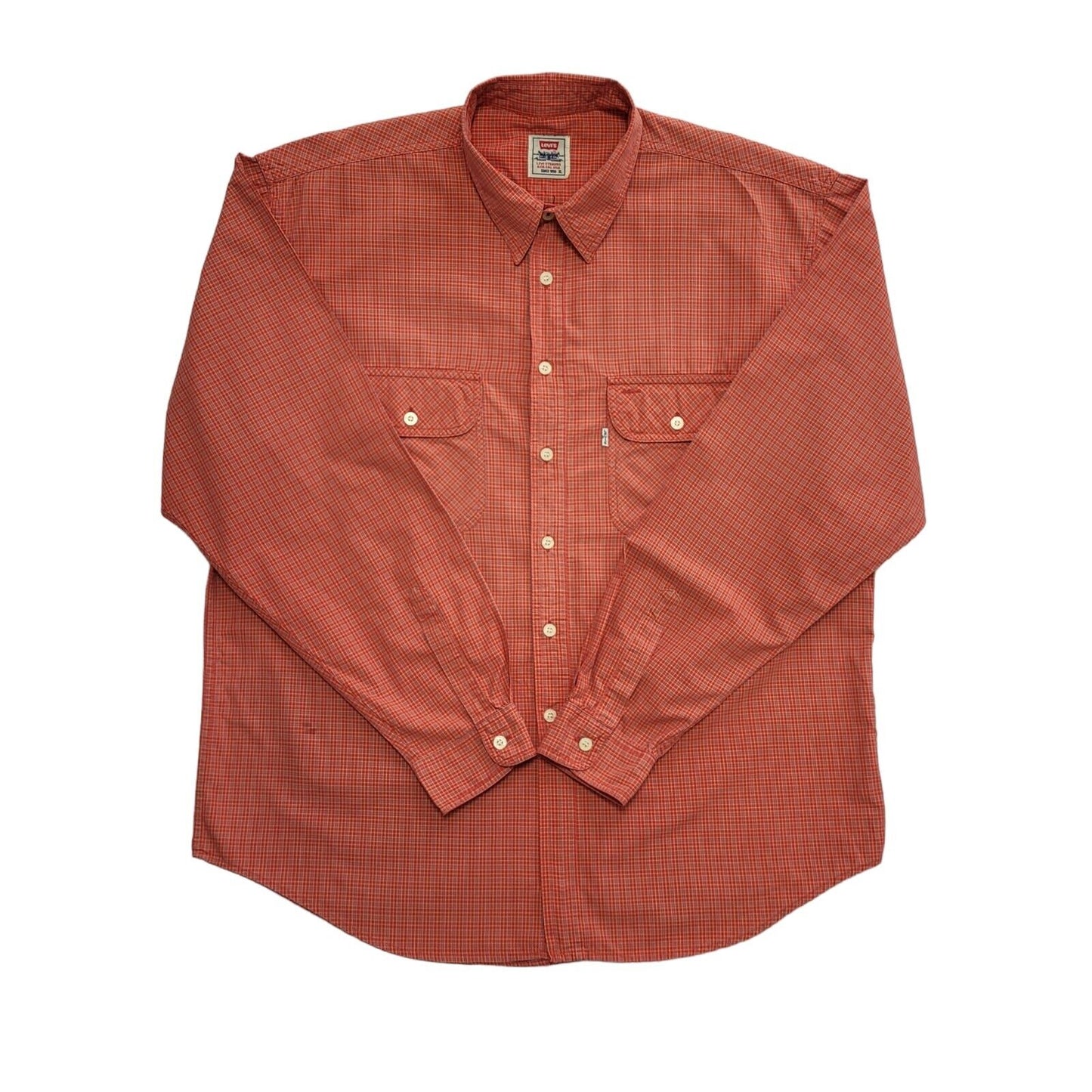 Levi's 90's Red Check Long Sleeve Shirt Uk Men's UK XL