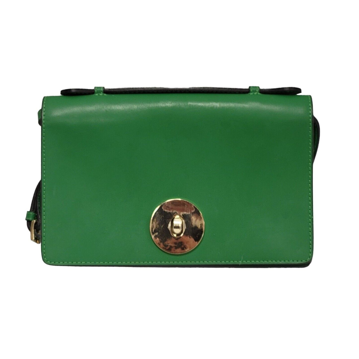 Vintage Green Leather Clasp Shoulder Bag Uk Women's Size 5.5" x 8.5"