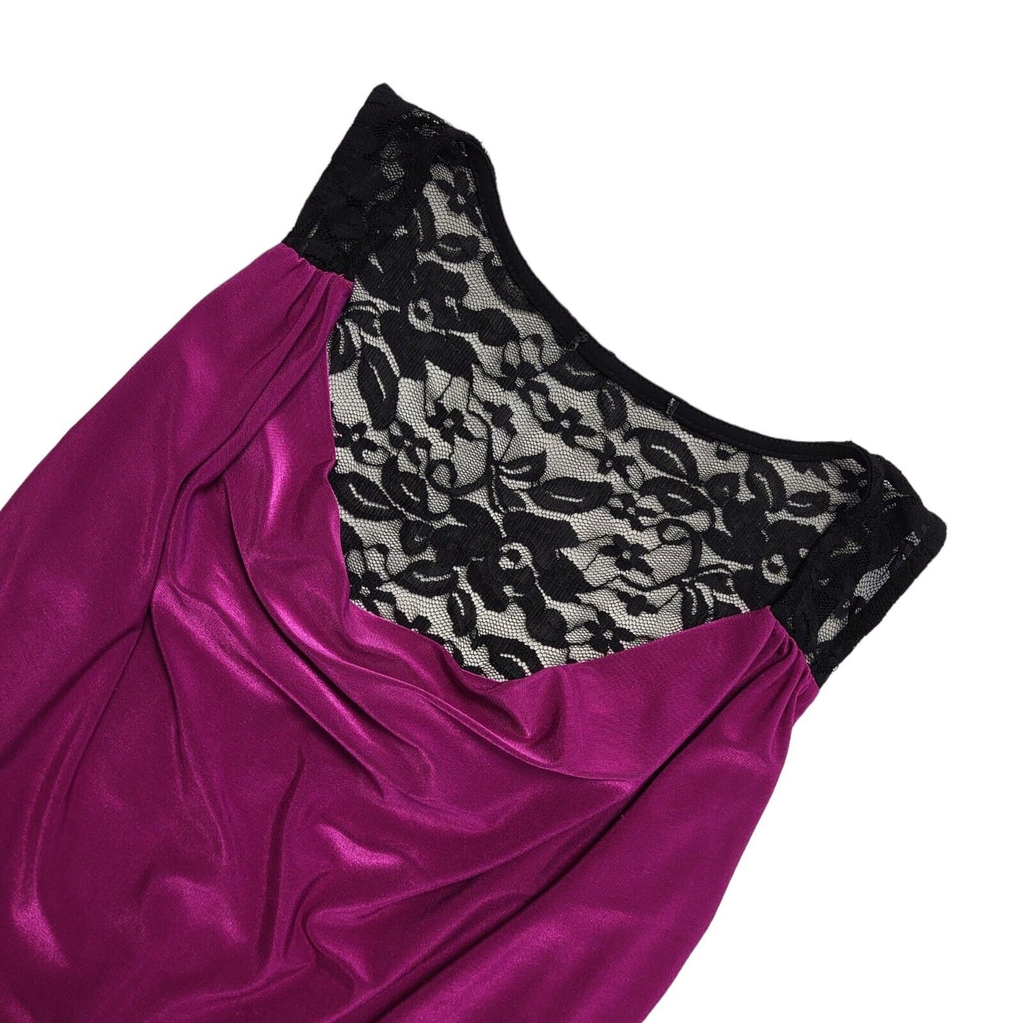 Y2K Pink & Black Cowl Neck Lace Back Party Top Womens UK Size 14