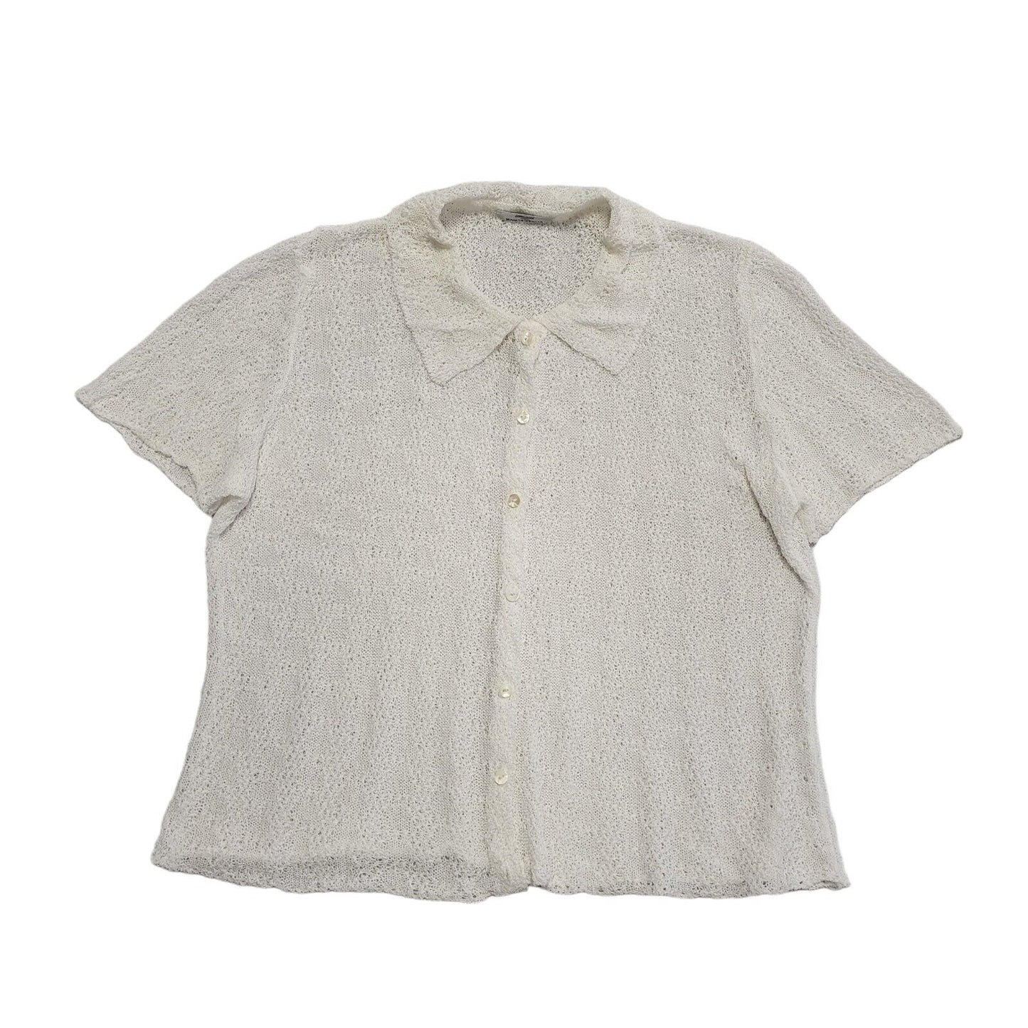 M&S Vintage 90's White Button Collared Cardigan Womens UK 18