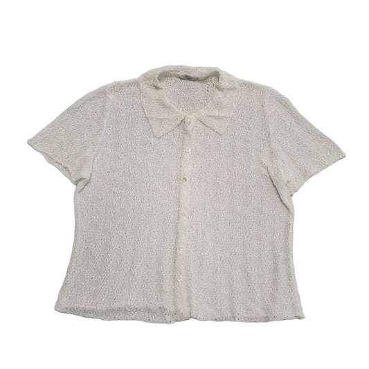 M&S Vintage 90's White Button Collared Cardigan Womens UK 18