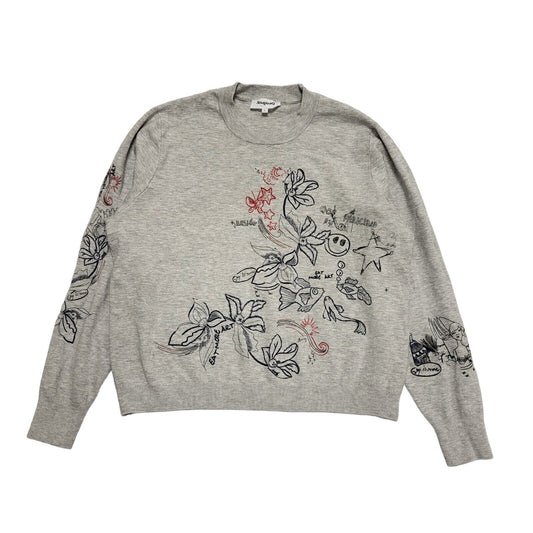 Desigual Y2K Grey Floral Sweatshirt Womens UK Size Large