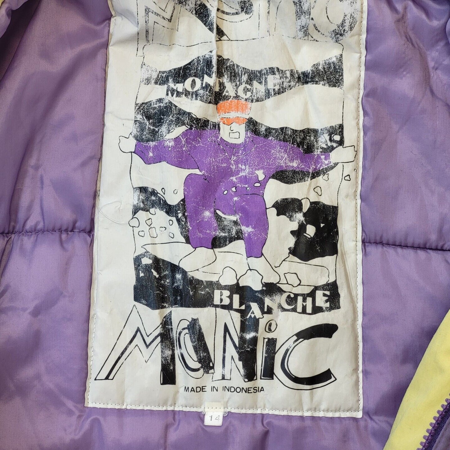 Mono Vintage 80's Purple, Pink & Yellow Ski Snow Jacket Womens UK 14 EU 42
